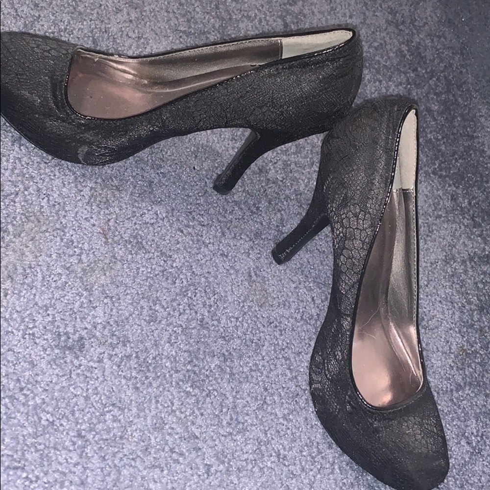 Black lace heels